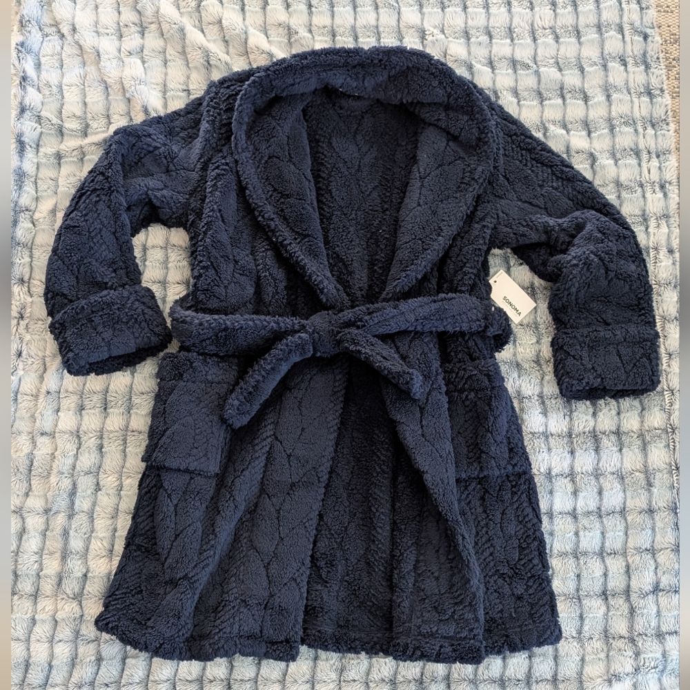Sonoma - Women's Plush Navy Robe with Belt Size S NWT